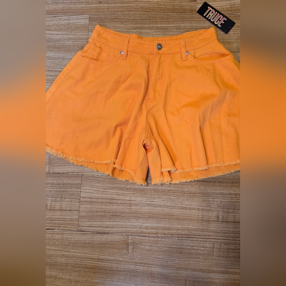 TRUCE Women's  5 Pocket Twill Shorts Jeans  Orange Size 16
